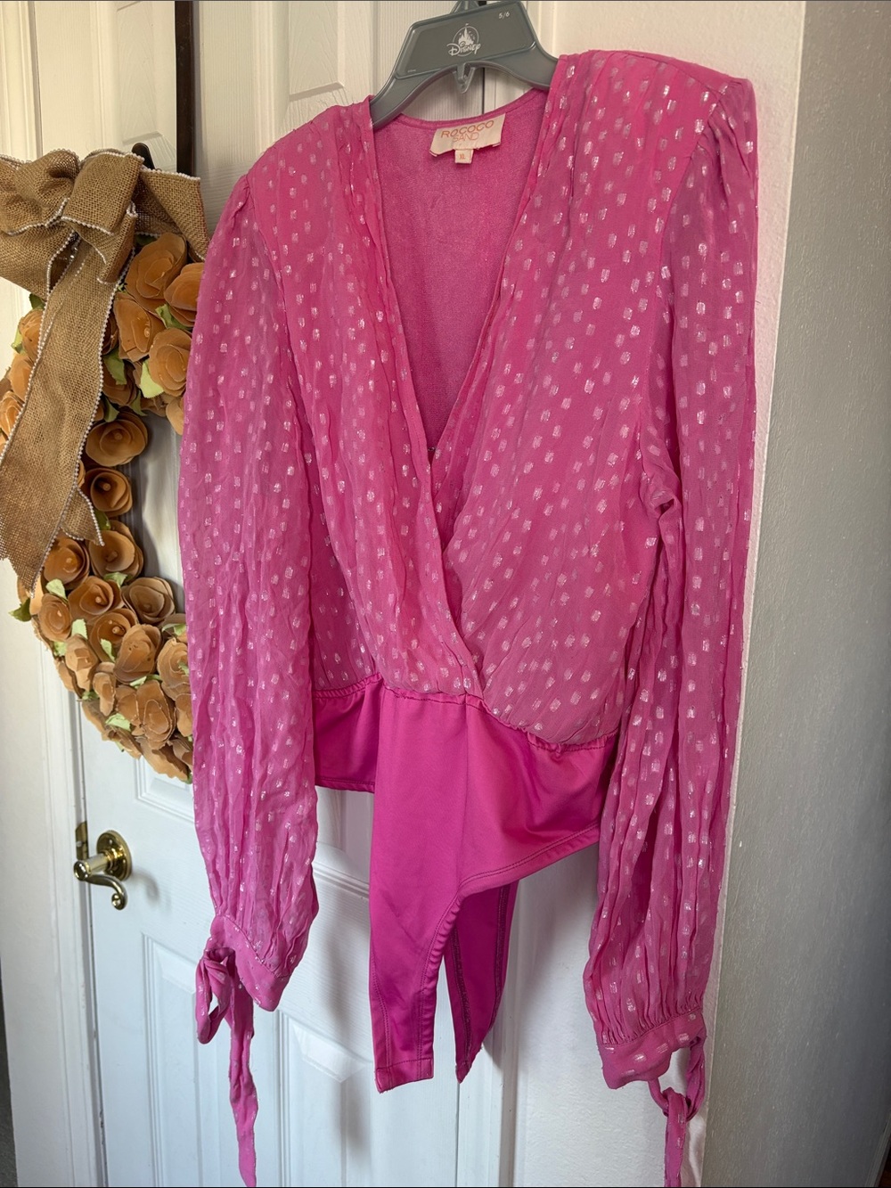 Rococo Sand X Revolve Alora Bodysuit in Fuchsia XL women’s blouse